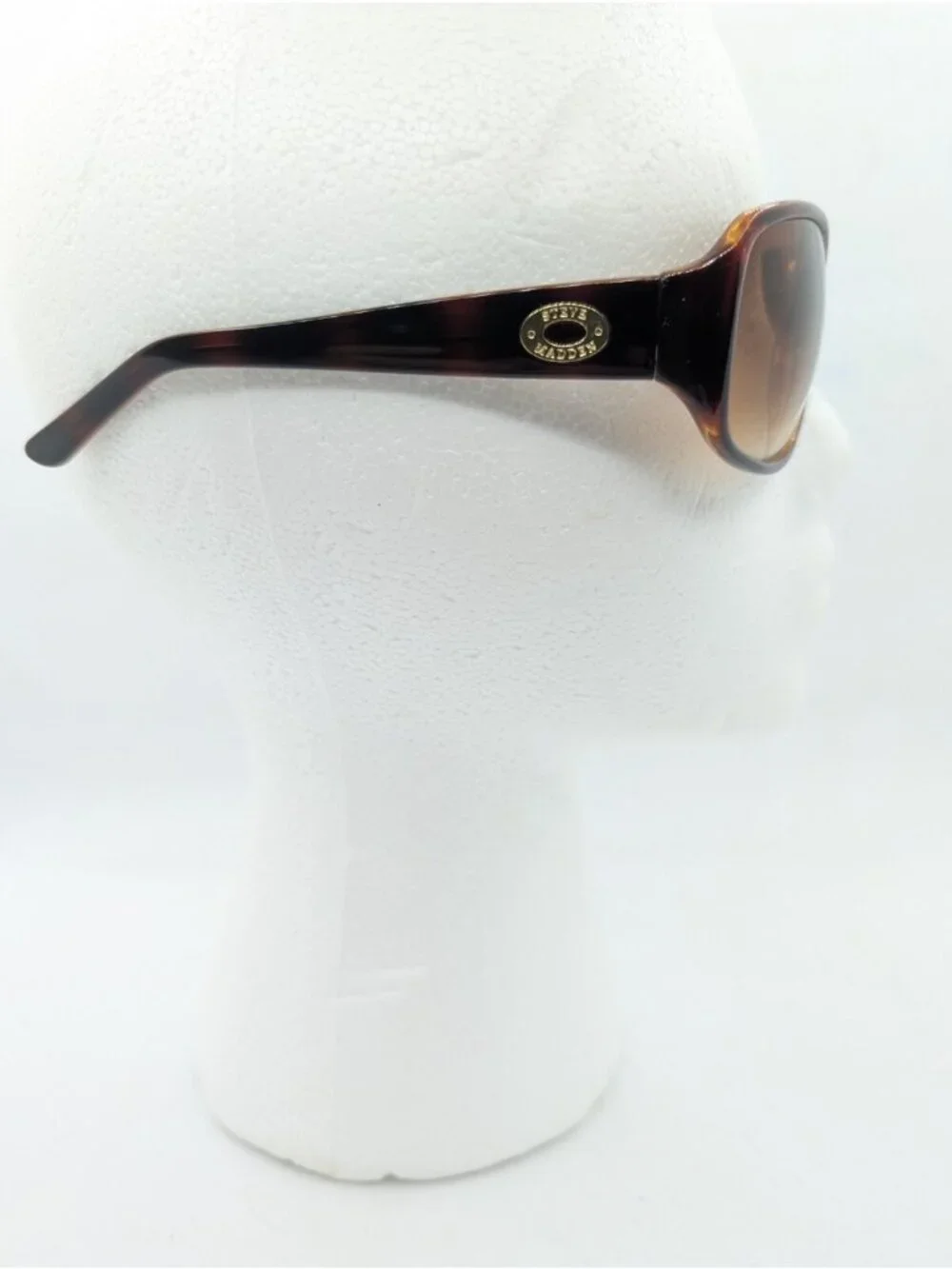 Steve Madden Sunglasses Brown faux Tortoise Women's Gold Side Logo S295 TSGD